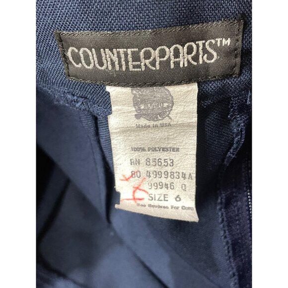VTG Counterparts Pencil Skirt Womens 6 Navy Made in USA  Pleated Pockets Career - Picture 4 of 4